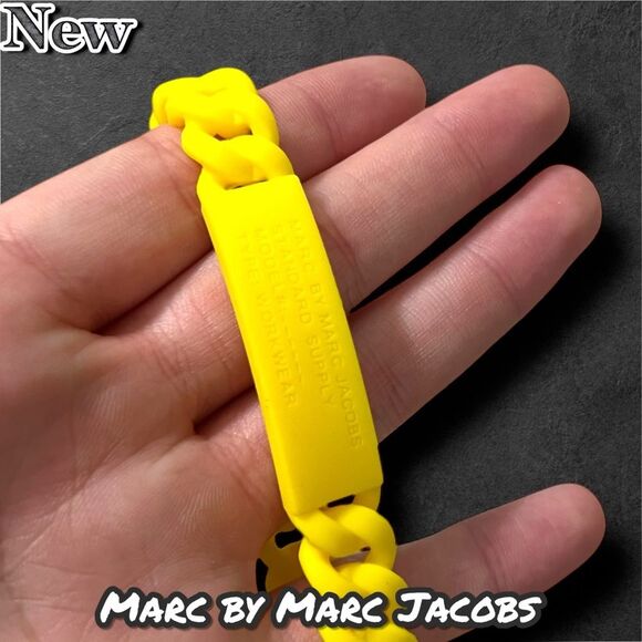 New Marc By Marc Jacobs Standard Supply Braided Silicone Bracelet Safety Yellow - Picture 6 of 6